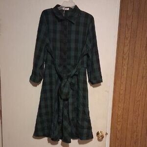Plaid Green and Black Women's Dress